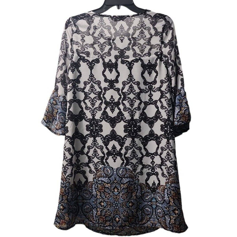Speechless Dress‎ Shift Bell Sleeve Party Cocktail Black White Pattern S - Picture 2 of 7